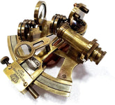 Antique Brass Sextant & Telescope set with Wooden Box
